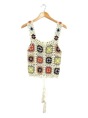 POL Granny Square Crochet Tank Top